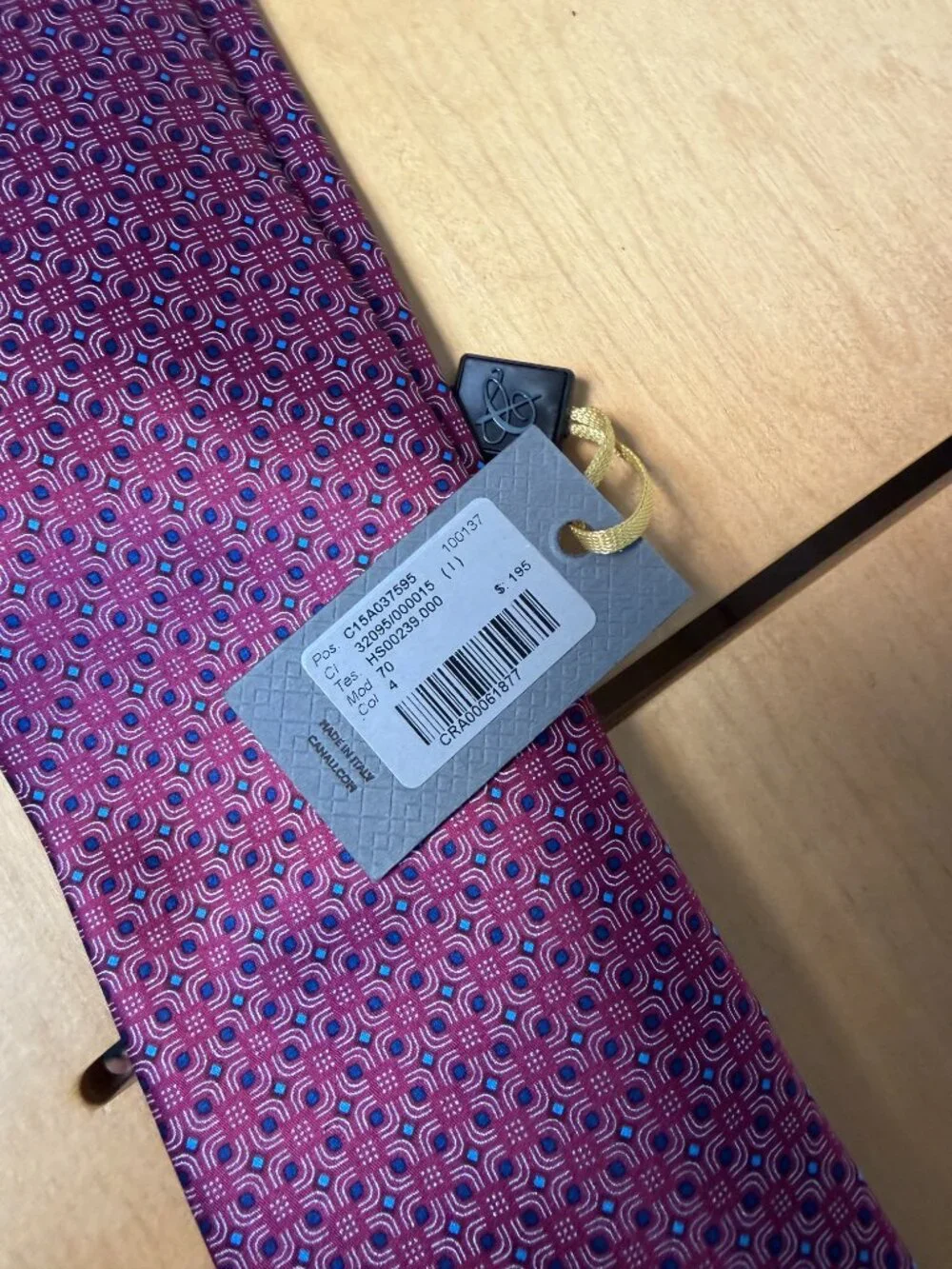 Canali Men's Geometric Pink & Blue Silk Tie-Brand New!